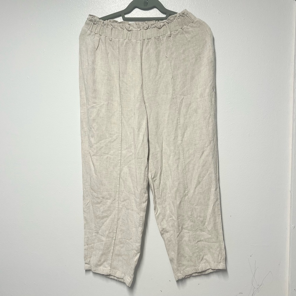HYFVE Linen Viscose Paper Bag Waist Cream Pants